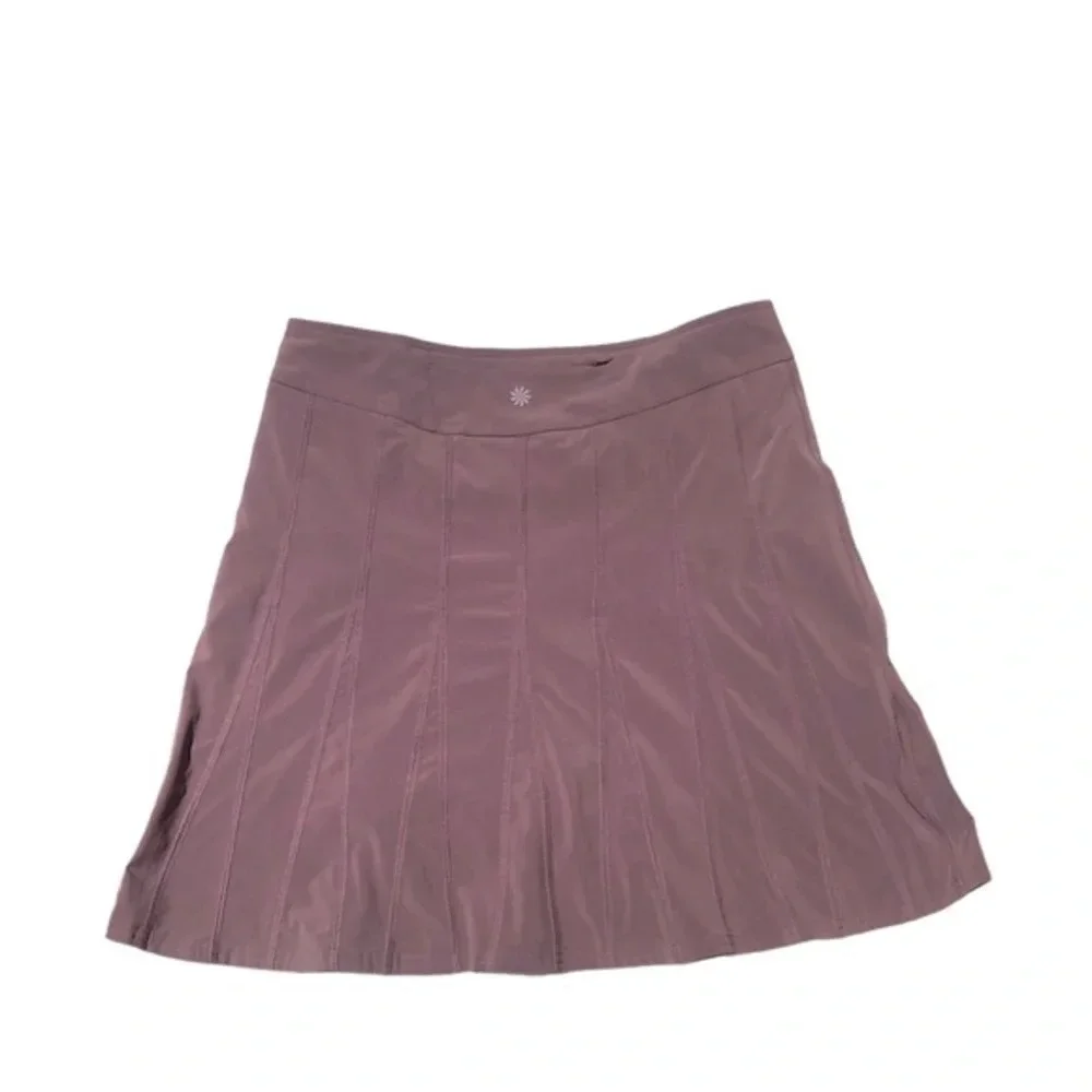 Athleta Womens Stretch Knee Length Athletic Wear About Pleated Skirt Brown 12T